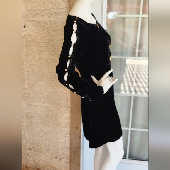 For Love and Lemons Beatrix Velvet Button Sleeve Dress - Picture 8 of 13